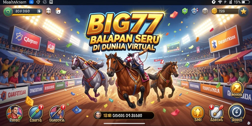 Tampilan gameplay seru di BIG77 dengan mobil balap yang menonjol.