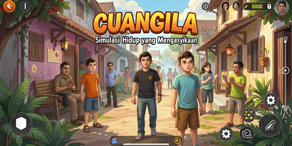Tampilan gameplay dari CUANGILA yang menampilkan simulasi kehidupan.