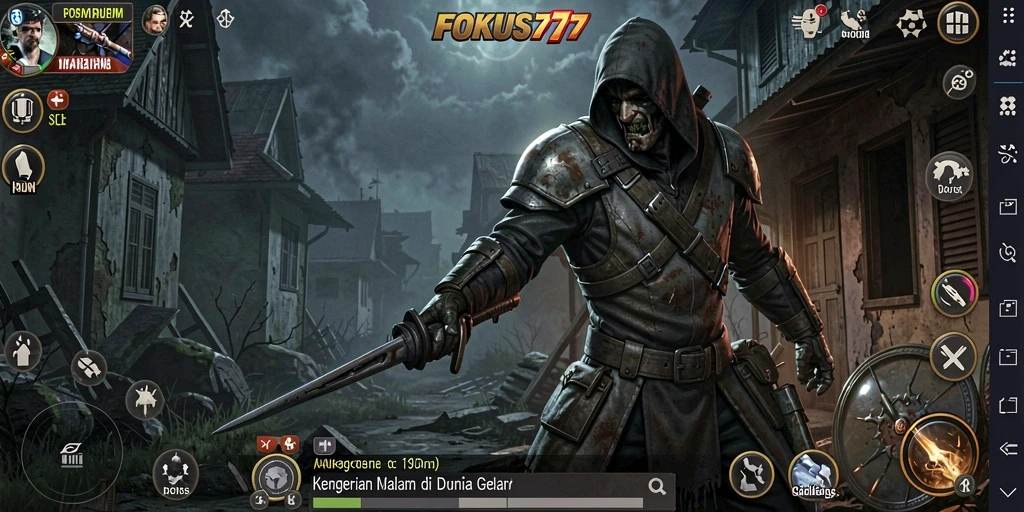 Tampak gameplay mendebarkan dari FOKUS777 dengan suasana horor.