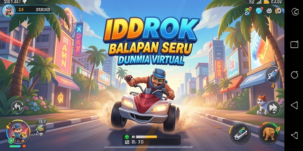 Screenshot gameplay IDROK yang menampilkan aksi balap yang seru dan mendebarkan.