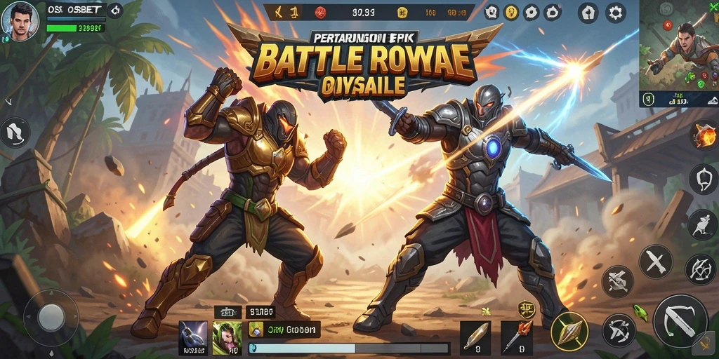 Tampilan gameplay seru di IOSBET dengan suasana Battle Royale yang mendebarkan.