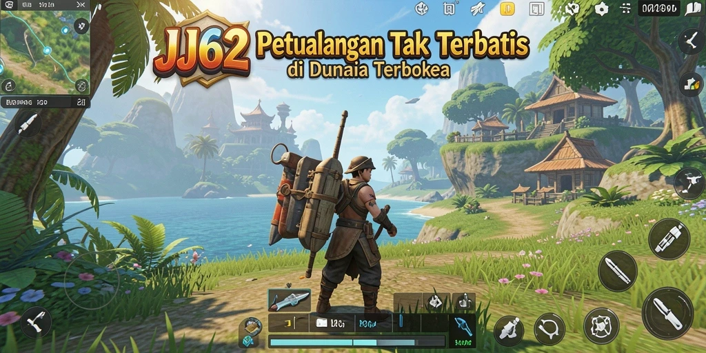 Tangkapan layar gameplay Open World JJ62 menampilkan eksplorasi yang mendalam.