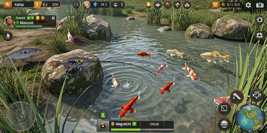 Tampilan gameplay KAKRP dengan pengalaman memancing yang menakjubkan.