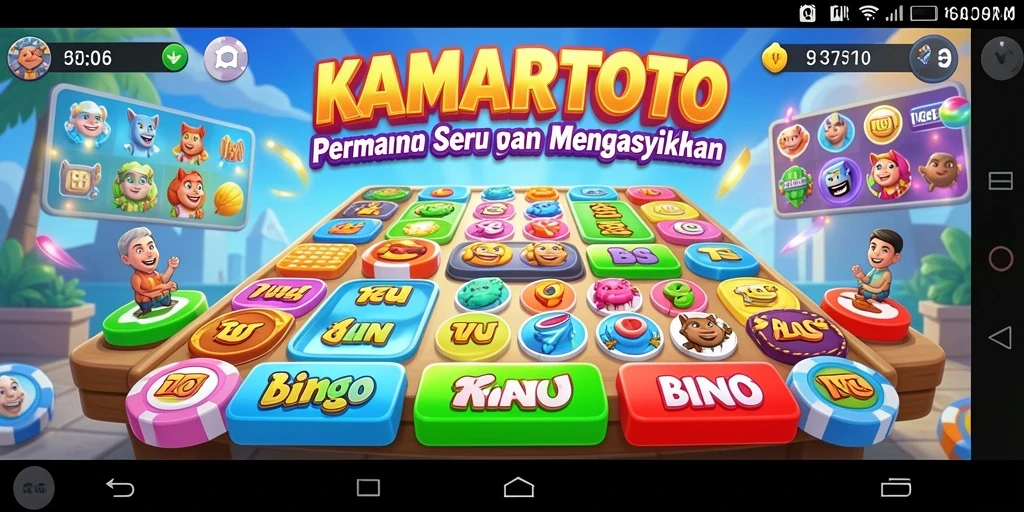 Tangkapan layar gameplay bingo KAMARTOTO yang penuh warna.