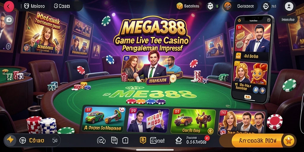 Screenshot gameplay Live Casino MEGA388 yang menampilkan dealer profesional.
