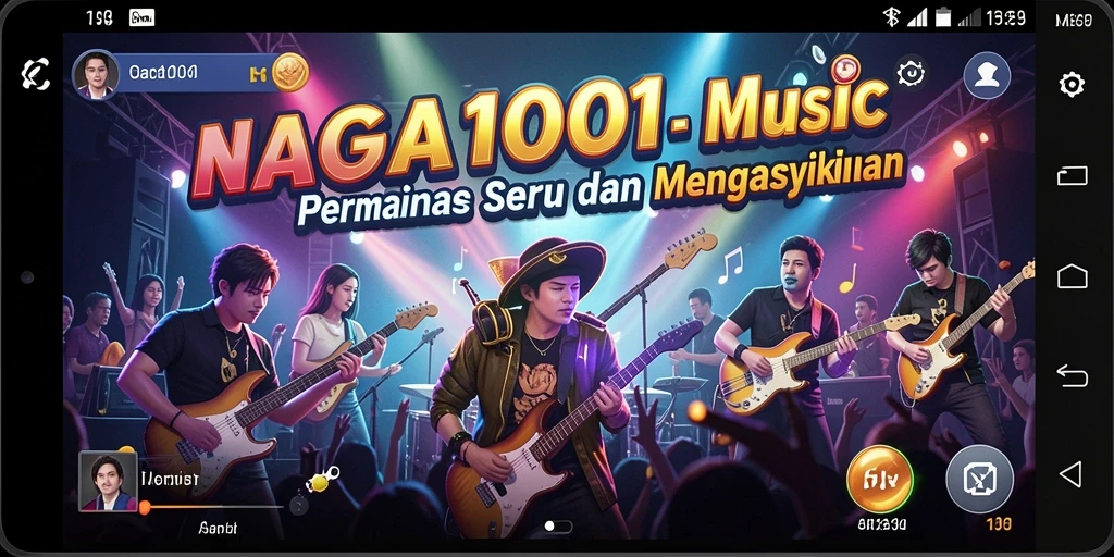 Screenshot utama NAGA1001 menampilkan gameplay musik yang mendebarkan.