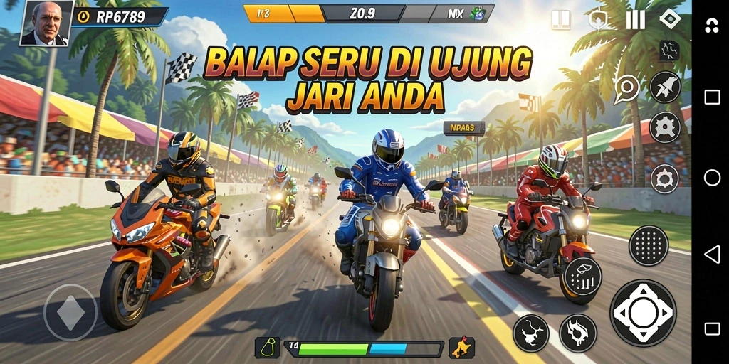 Tampilan seru gameplay balap dalam RP6789.