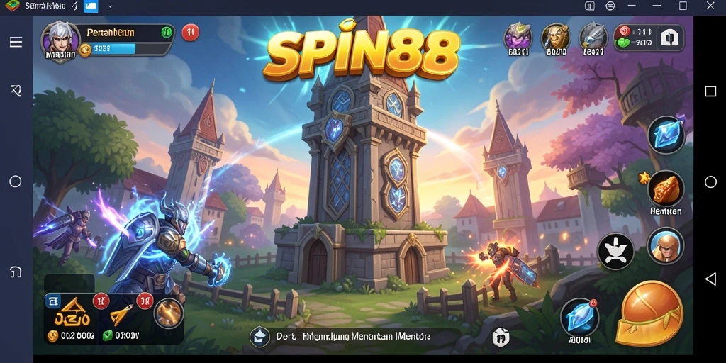 Tangkapan layar gameplay SPIN88 menunjukkan serunya pertahanan menara.