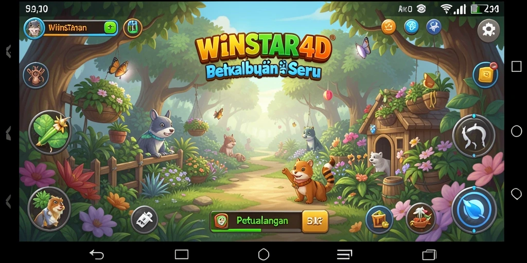 Screenshot WINSTAR4D menampilkan aktivitas berkebun yang menyenangkan.