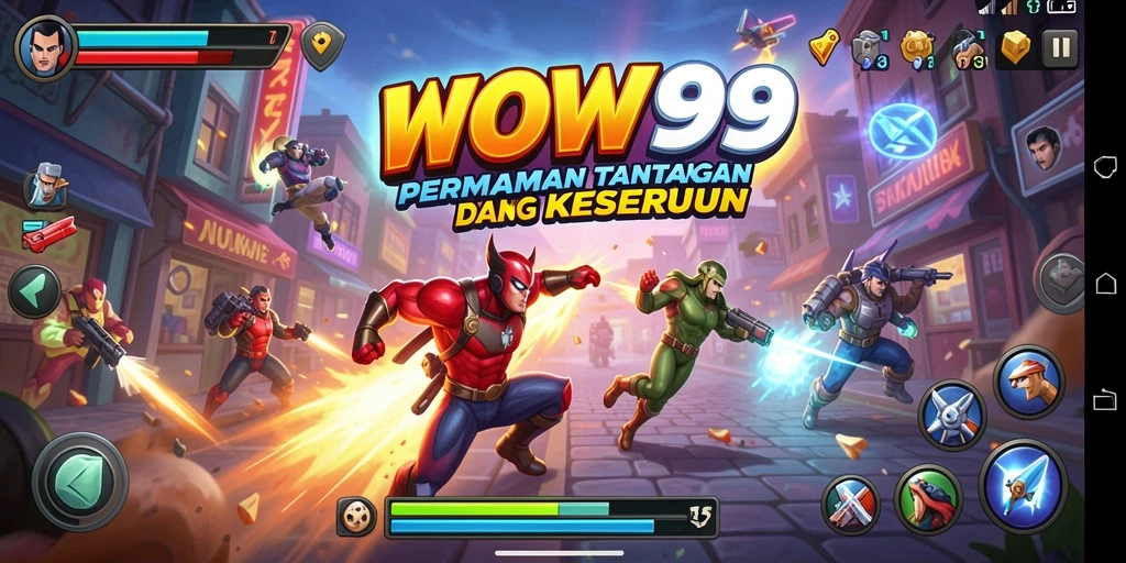 Tangkapan layar utama WOW99 menampilkan gameplay penuh aksi dan tantangan seru.