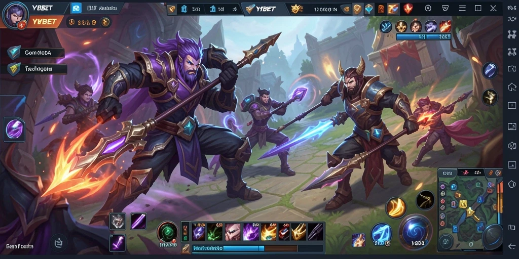 Screenshot gameplay seru dari YYBET dengan pertempuran MOBA yang intens.